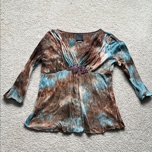 Elegant Tie-Dye Blouse in Earthy Tones